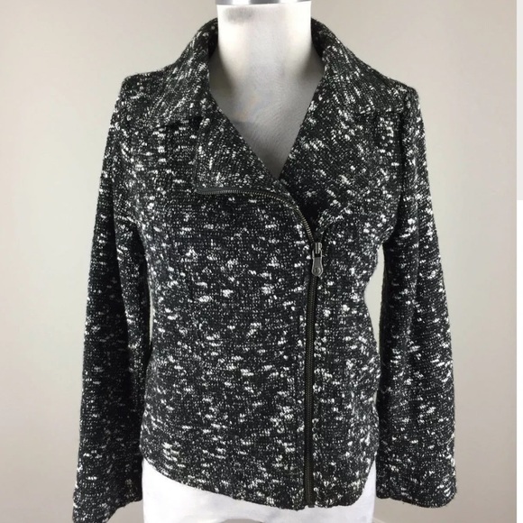 Banana Republic Knit Zip Moto Twead Marled Fall Winter Jacket Coat - Picture 9 of 9